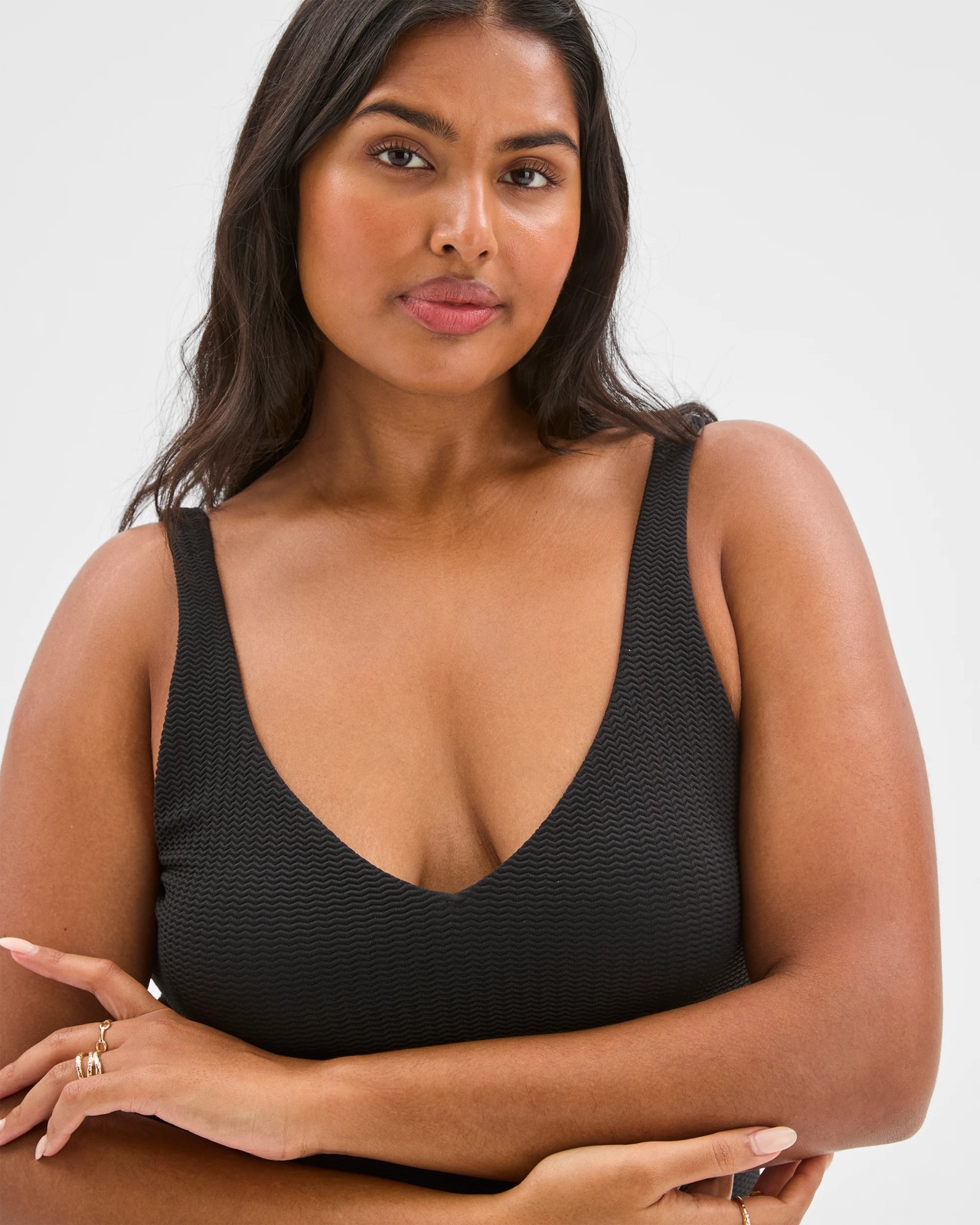 Halter Neck Crinkle One Piece Swimsuit - Black 3 of 5