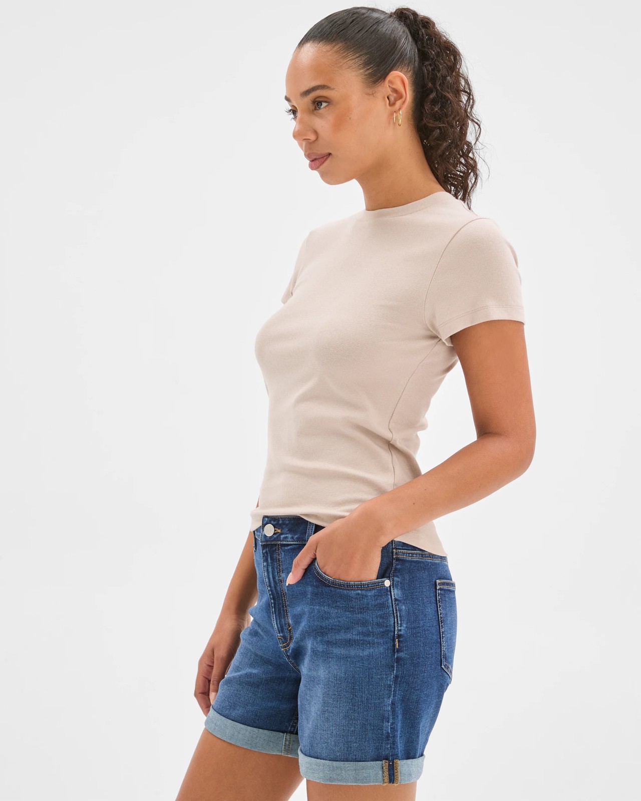 Roll Cuff Denim Shorts 4 of 6