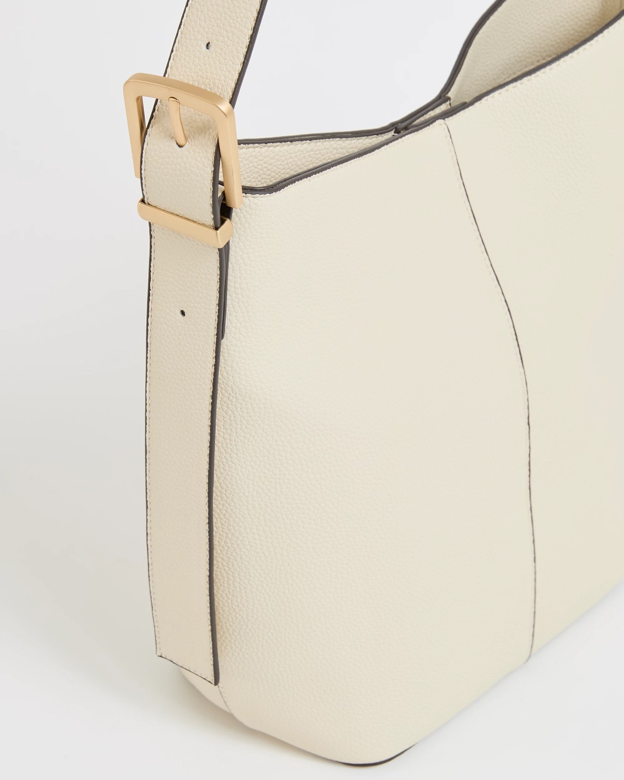 Pebble Seamed Bucket Tote Bag - Ecru 2 of 5