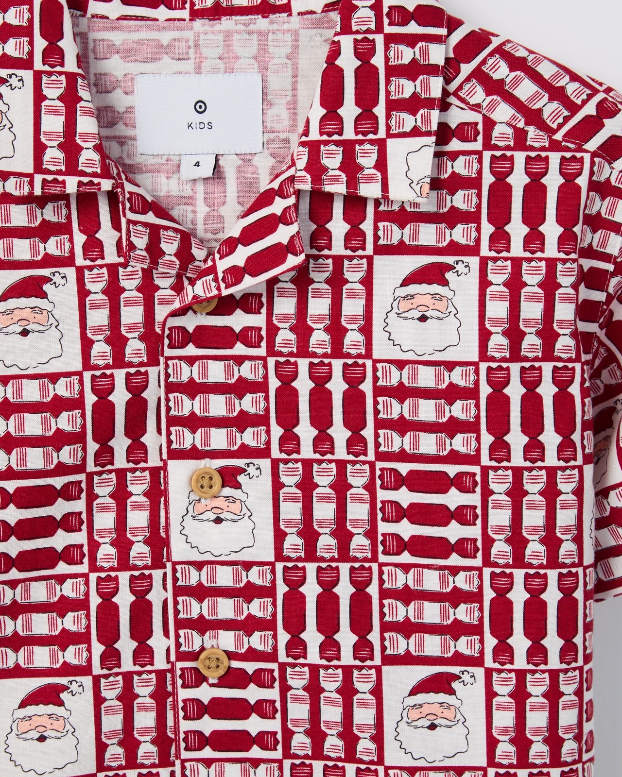 Cotton Short Sleeve Christmas Shirt - Red Tiles 5 of 5