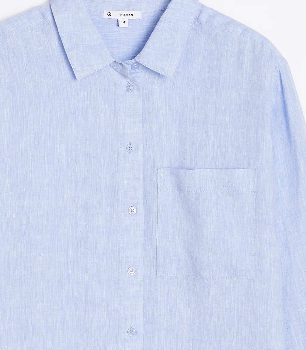European Linen Long Sleeve Shirt - Chambray Blue | Target Australia