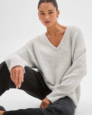 Lily Loves V-Neck Fluffy Knit Jumper