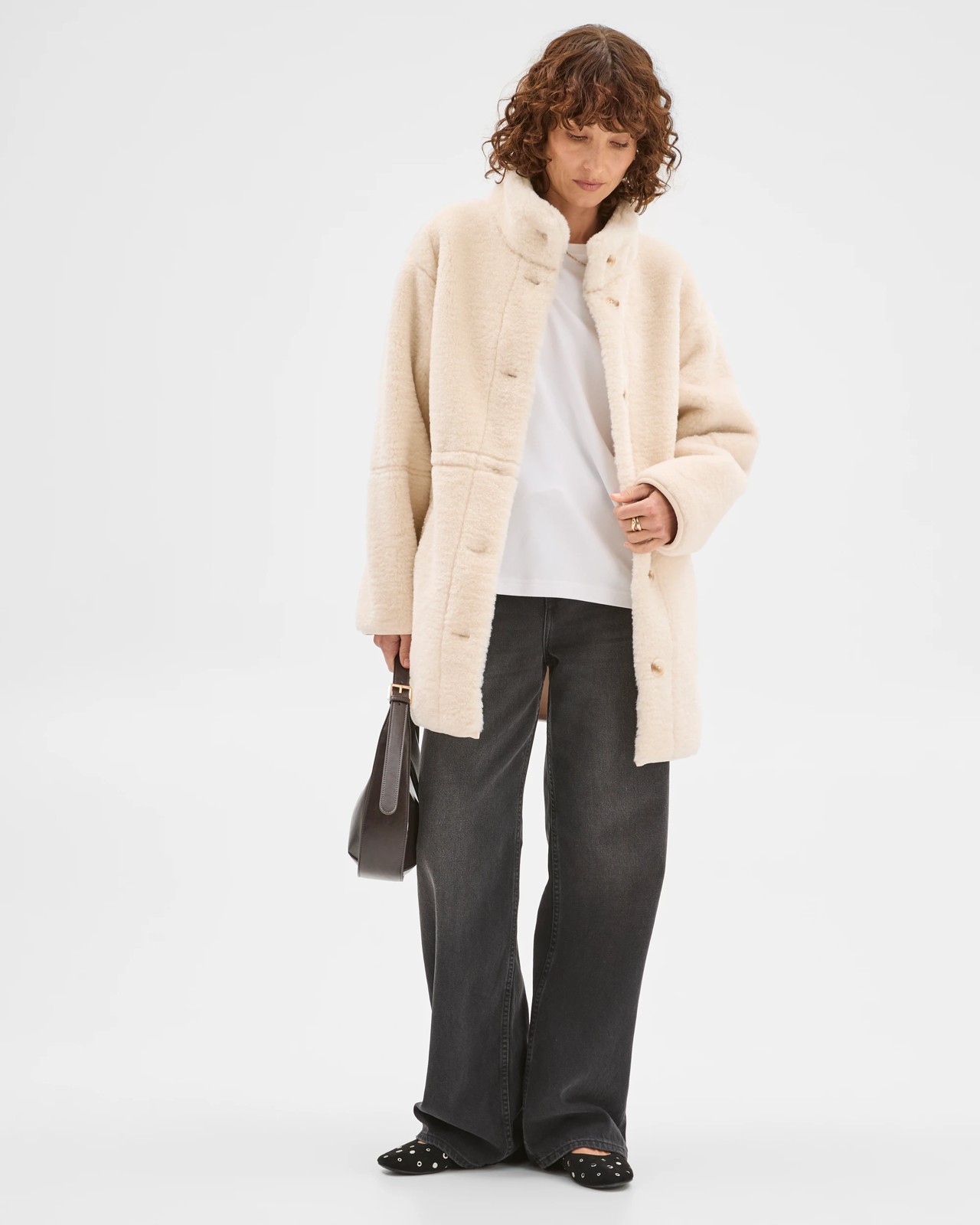 Long Sleeve Shearling Coat 2 of 6