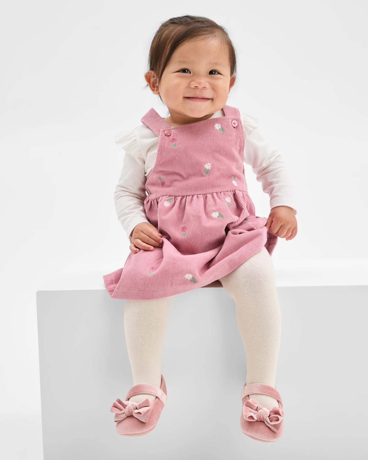 Baby Organic Cotton Embroidered Cord Pinafore Set 3 of 6