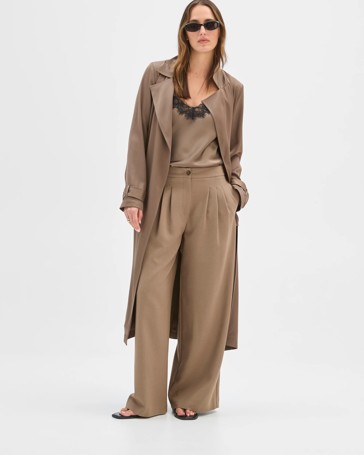 Preview Triple Pleat Detail Wide Leg Pants