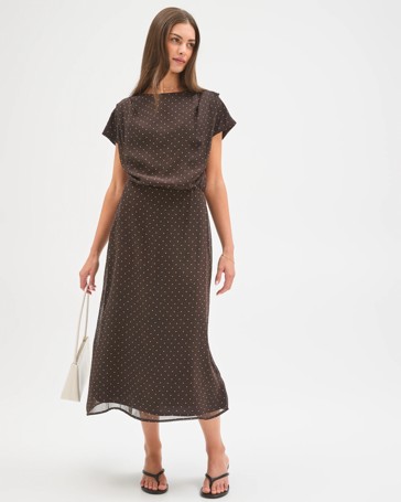 Petites Drape Front Midi Dress