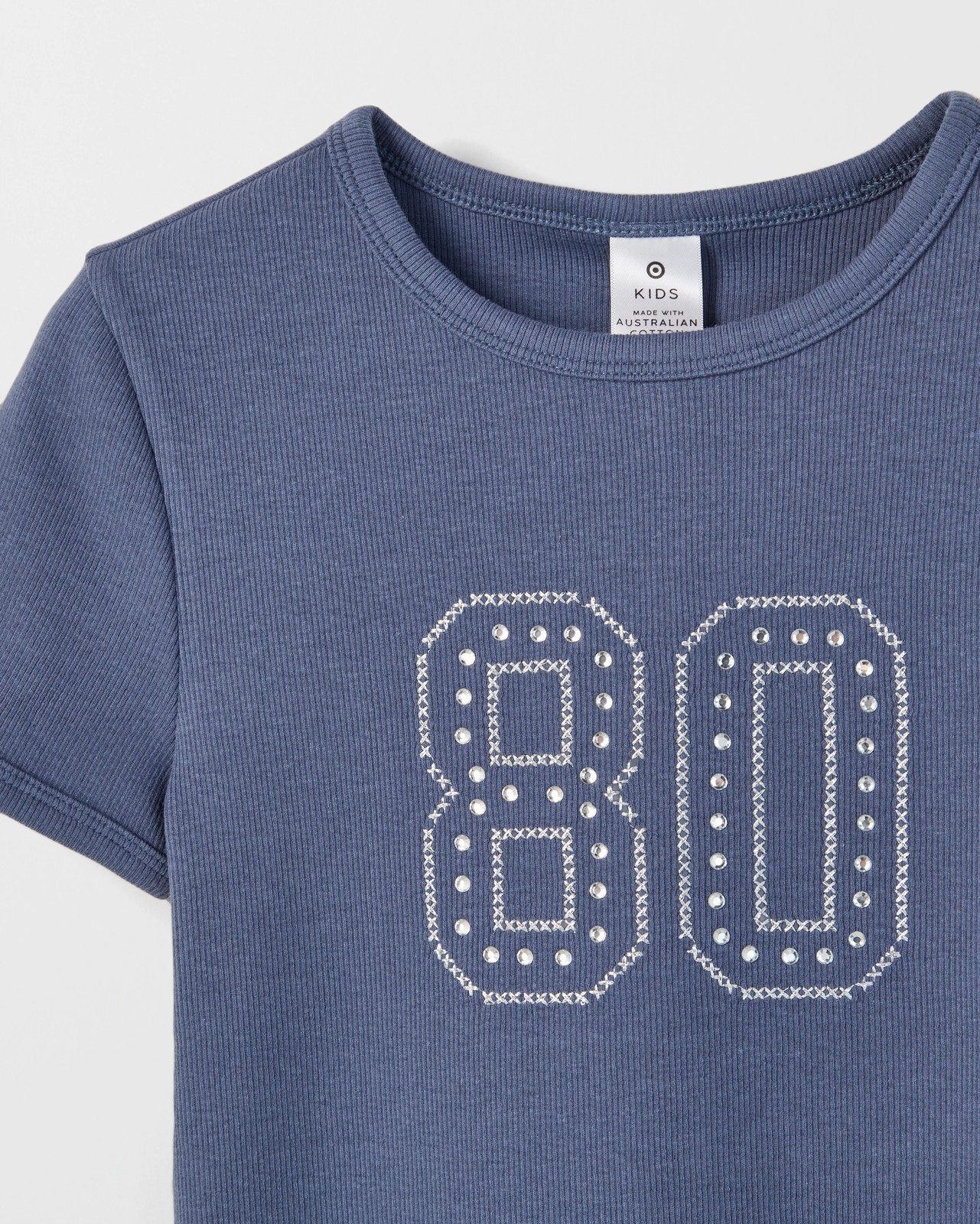 Australian Cotton Ribbed T-Shirt - 80 Stud Navy 6 of 6