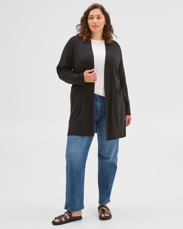 Curve Australian Cotton Blend Edge To Edge Longline Rib Cardigan