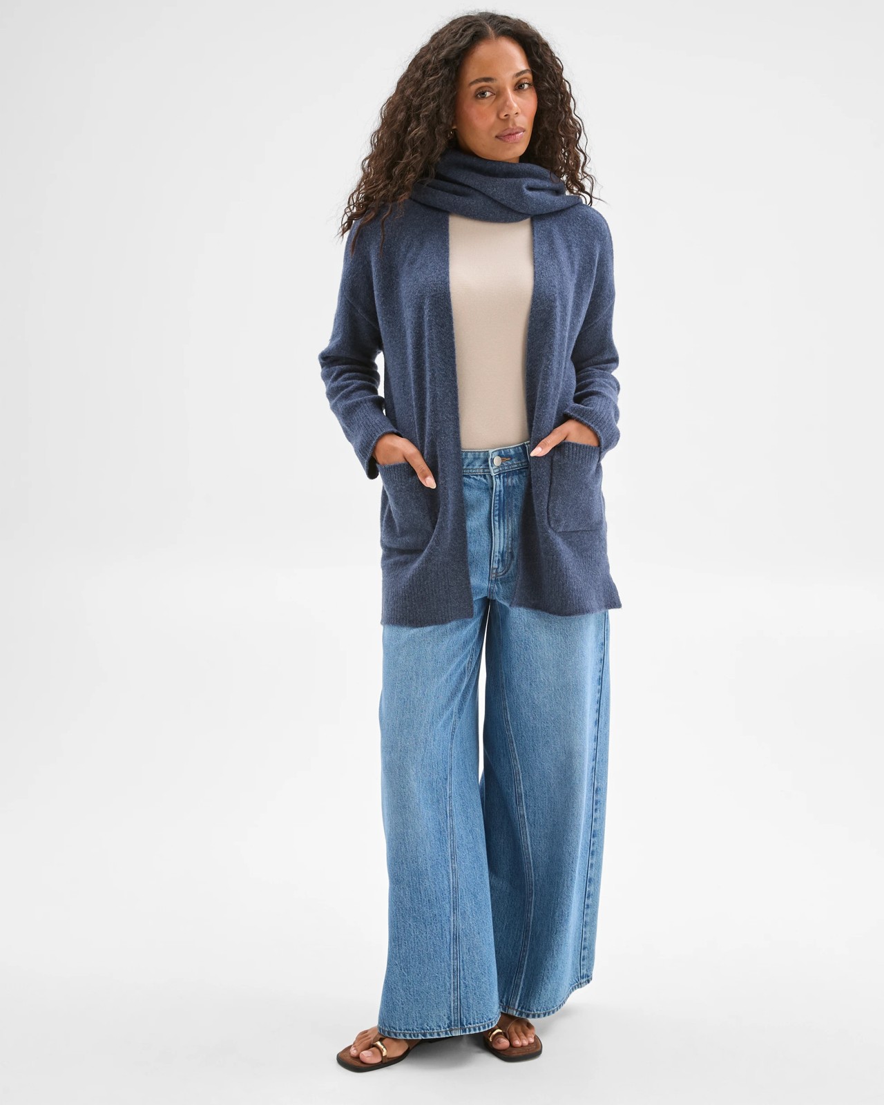 Supersoft Edge To Edge Cardigan - Navy Marle 2 of 6