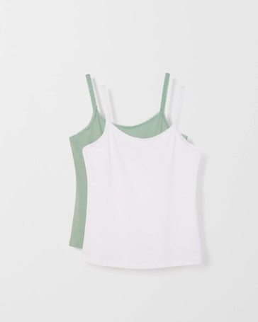 Australian Cotton 2 Pack Womens Lace Trim Cami