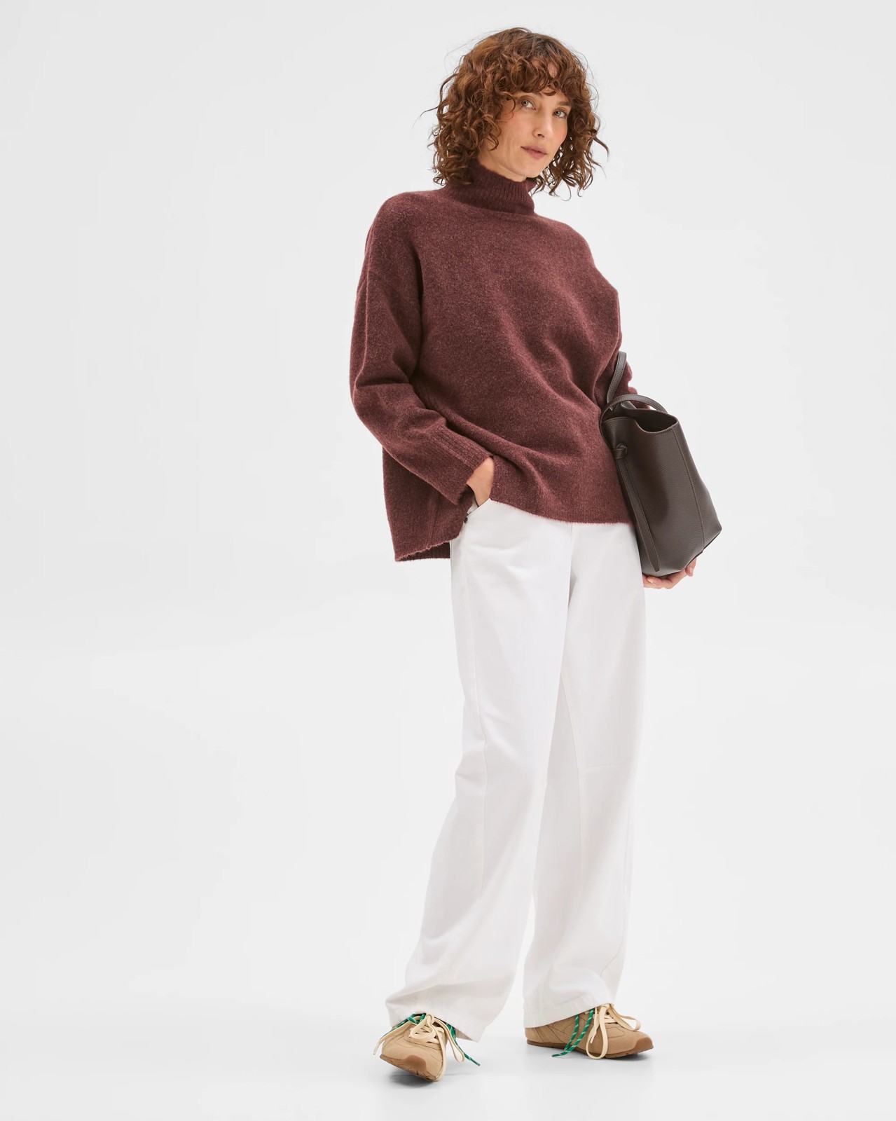 Super Soft Mock Neck Sweater - Burgundy 2 of 5