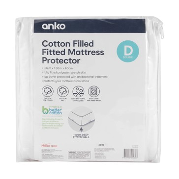Cotton Filled Fitted Mattress Protector, Double Bed - Anko