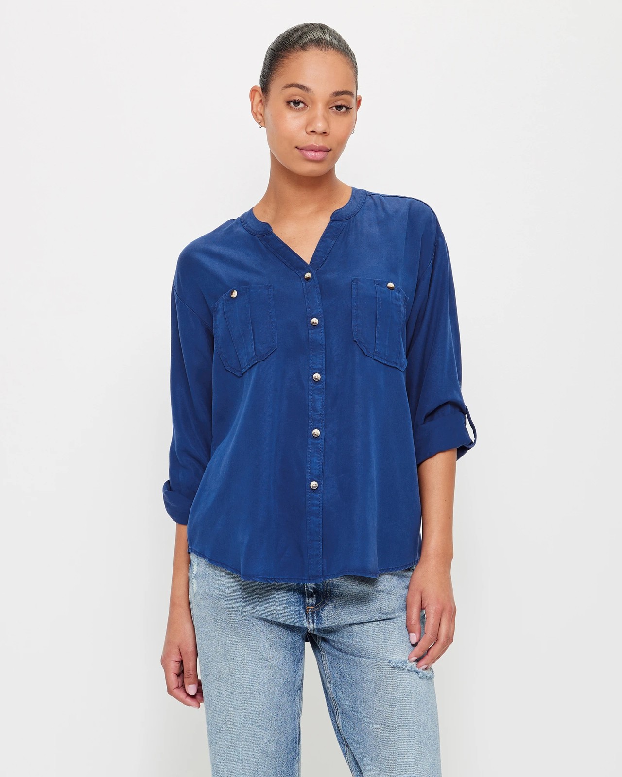 Denim best sale military shirt