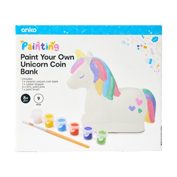 Paint Your Own Unicorn Coin Bank, 9 Pieces - Anko
