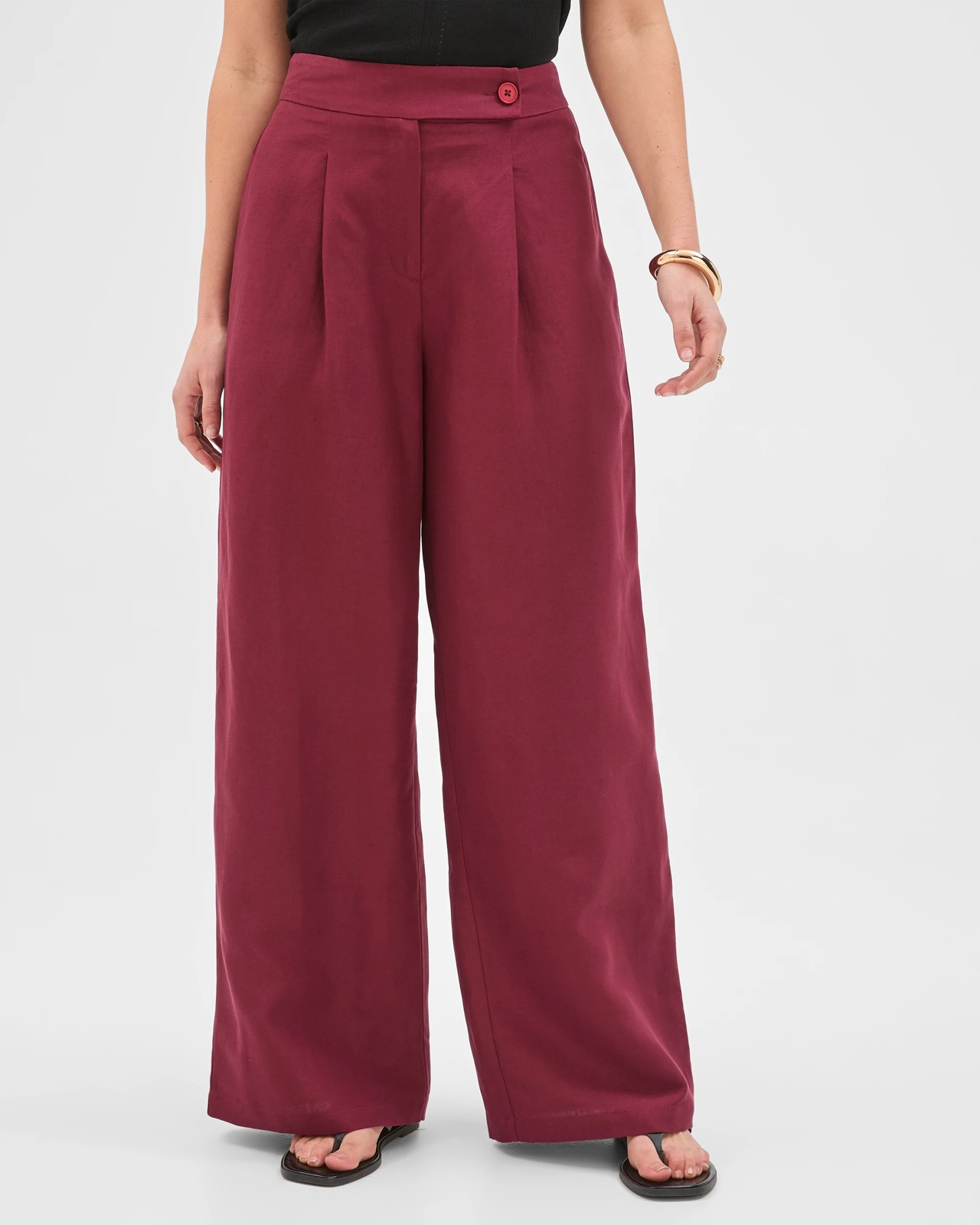 Preview Harper Tailored Ultra Wide Leg Pants - Chocolate Rose 5 of 5