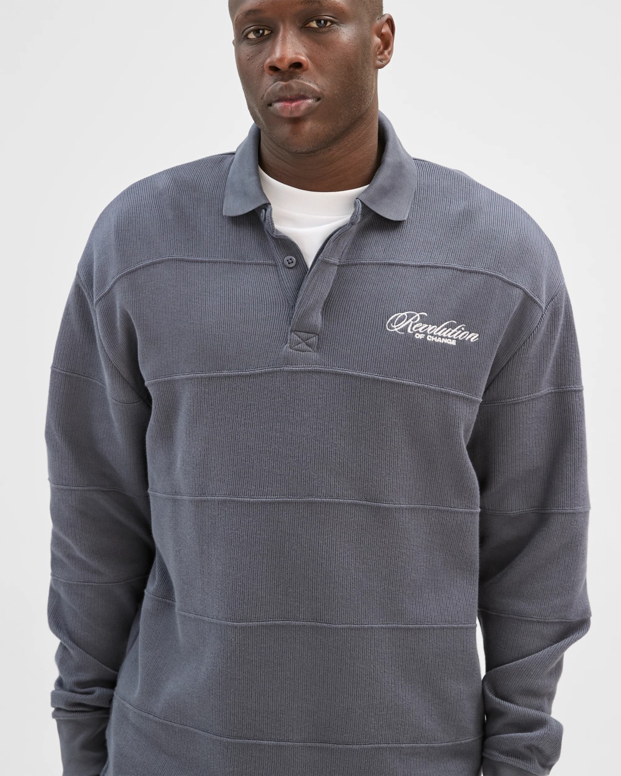 Commons Australian Cotton Blend Fleece Rugby Top - Ombre Blue 5 of 6