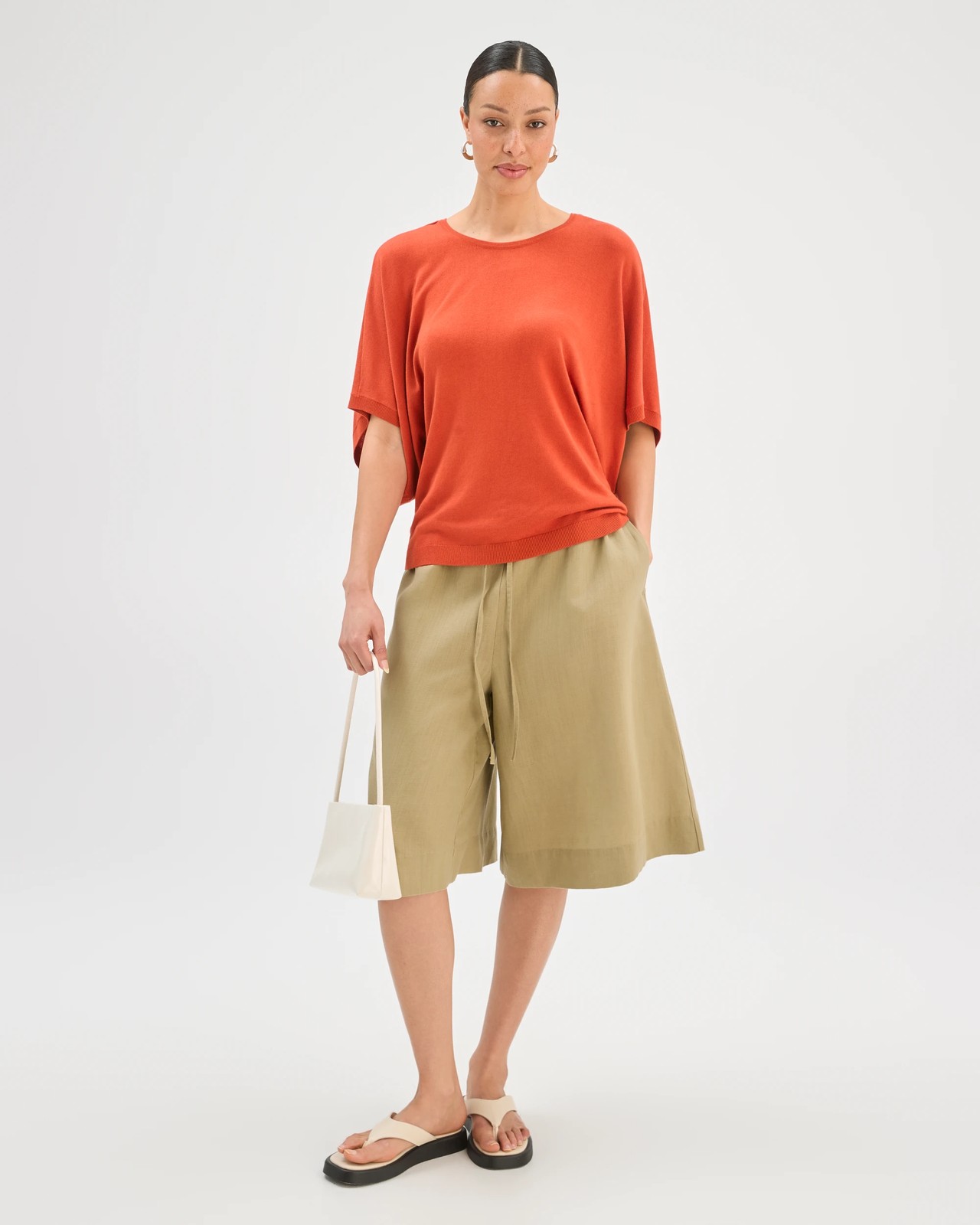 Batwing Sleeve Knitted T-Shirt - Burnt Amber 3 of 5