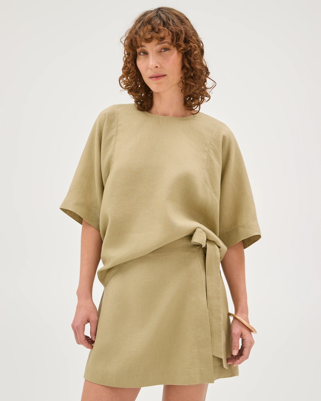 European Linen Mini Skort - Crushed Leaf 3 of 6
