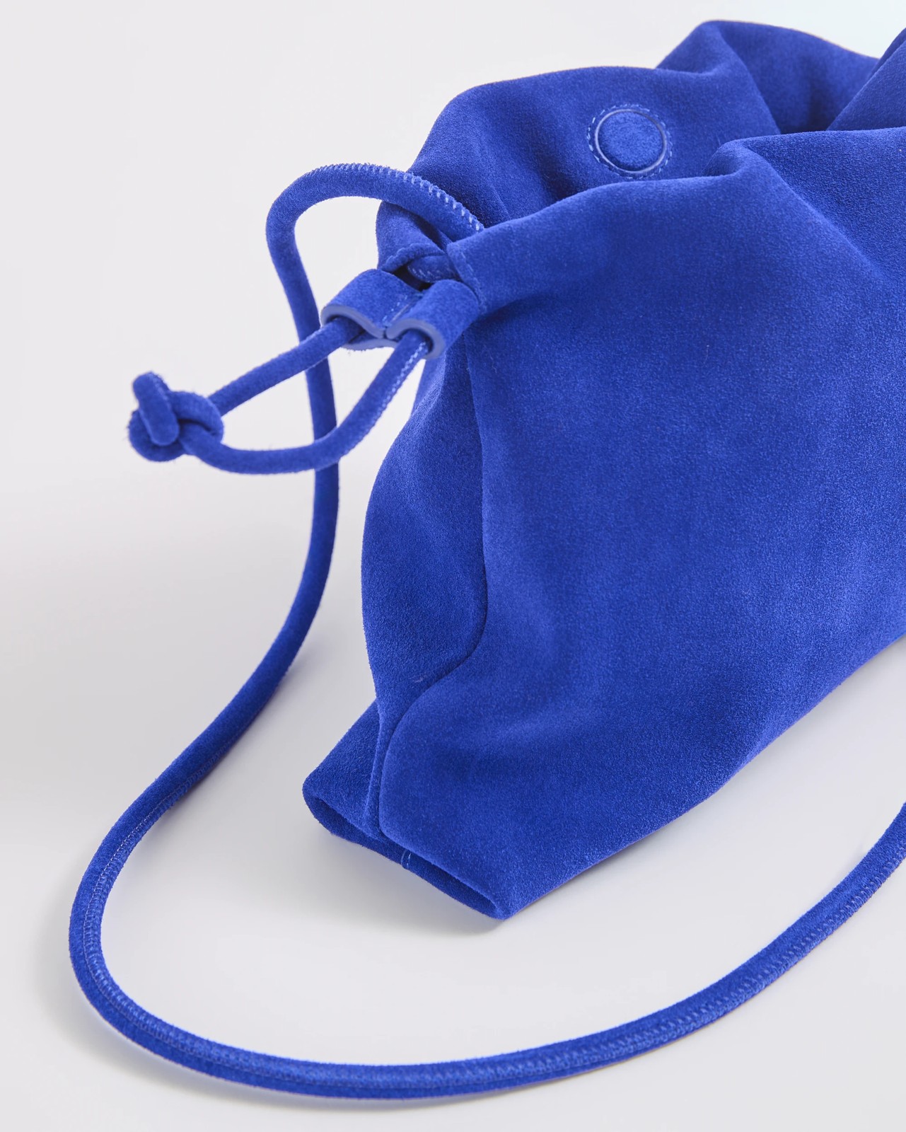 Premium Suede Leather Gathered Clutch Bag - Cobalt 2 of 3