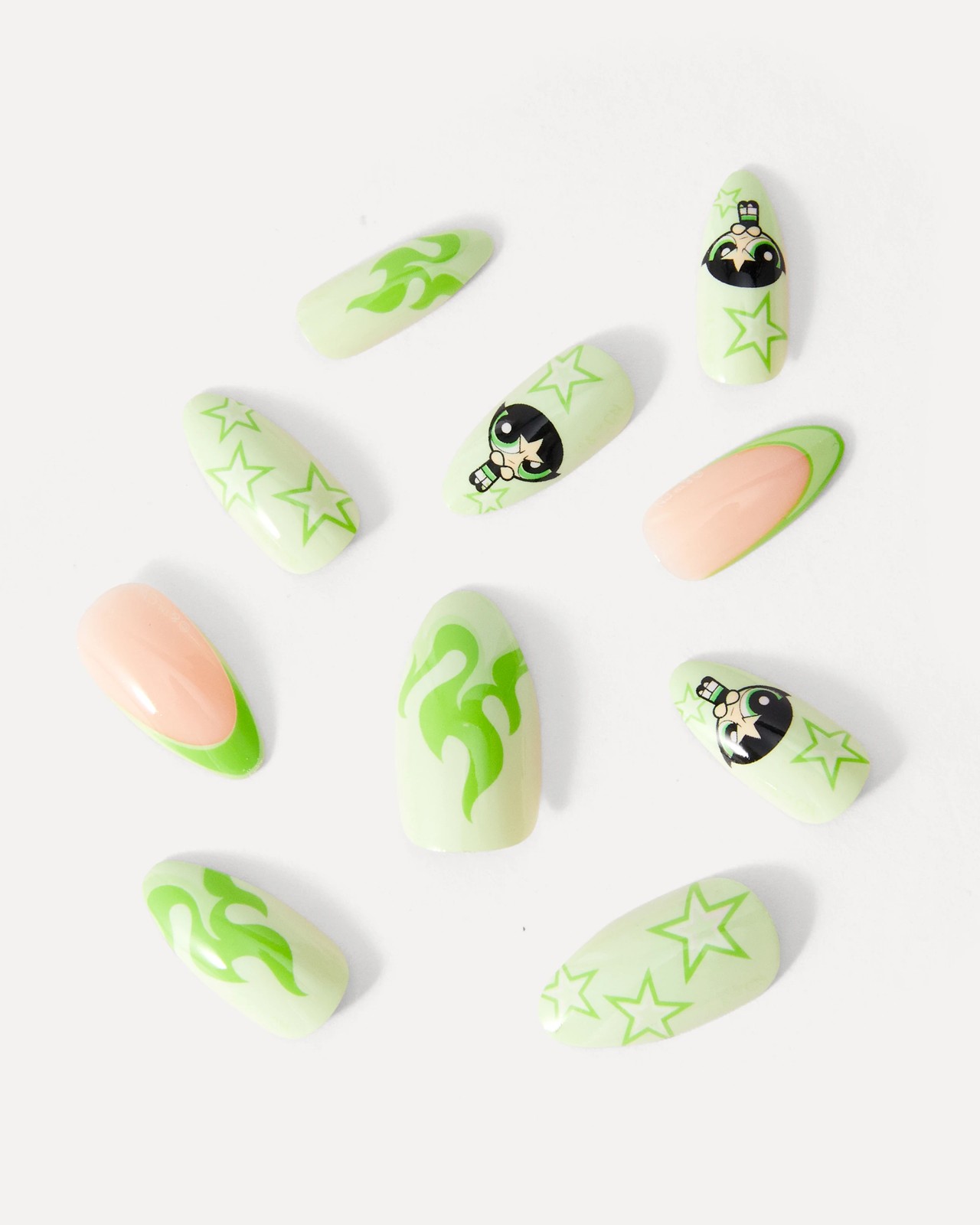 The Powerpuff Girls 24 Pack Artificial Nails with Adhesive - Stiletto Shape, Buttercup 2 of 4