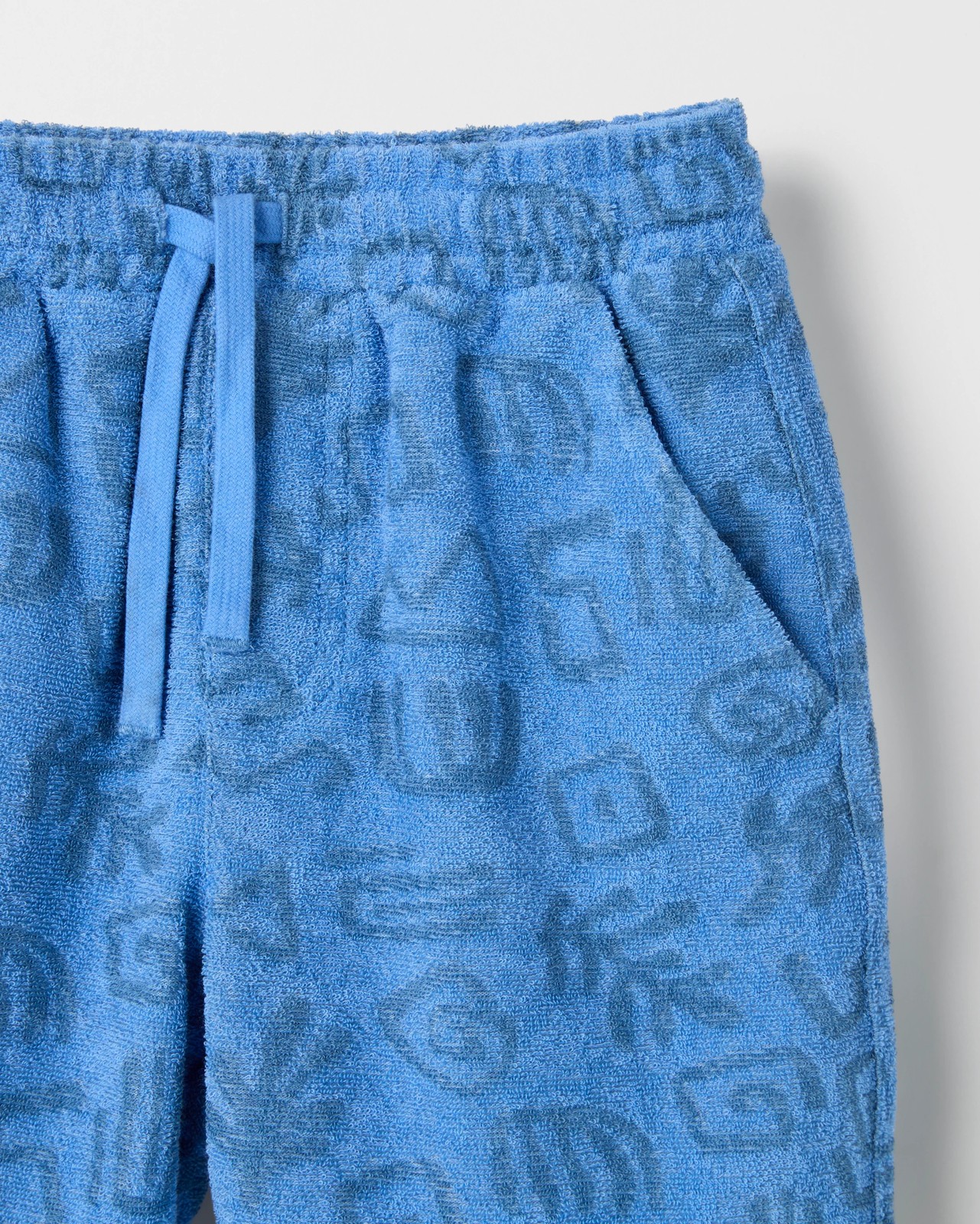 Australian Cotton Blend Terry Volley Shorts - Blue 6 of 6