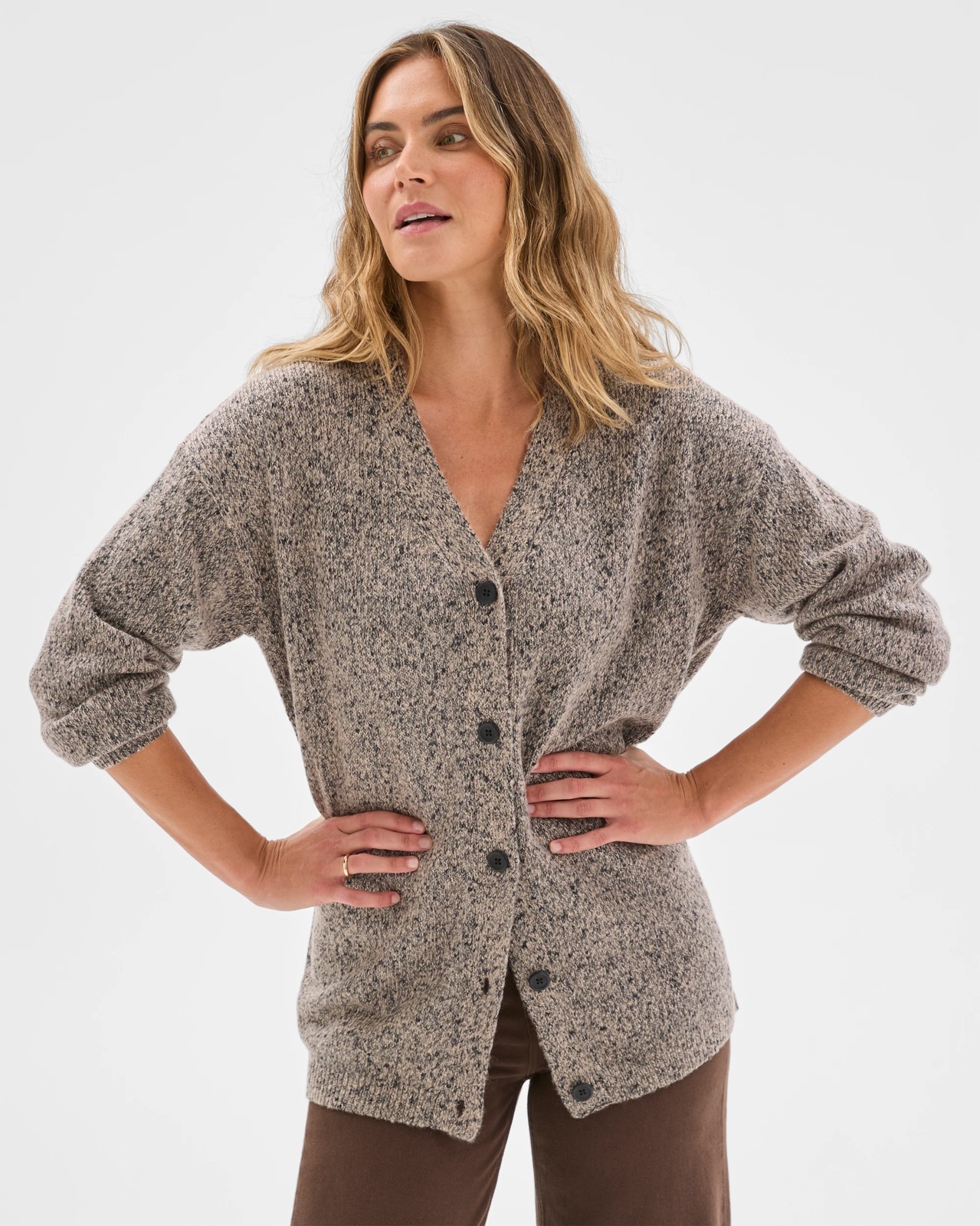 Twist Slub Grandpa Cardigan - Dove Marle 3 of 5
