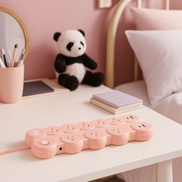 Arlec 8 Outlet Bubble Wide Spaced Outlets & USB A & C Ports Powerboard - Pink