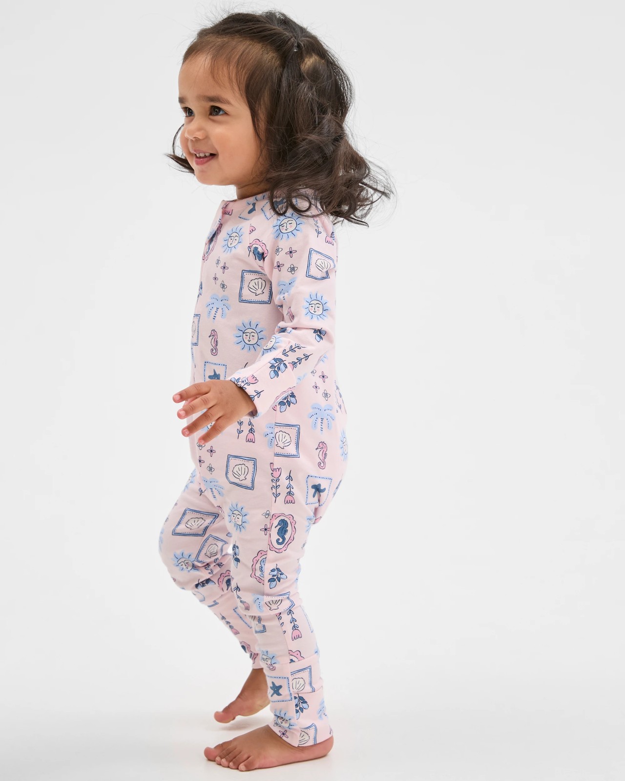 Baby Organic Cotton Zip Front Footless Coverall - Ballets Sea Tile 3 of 5