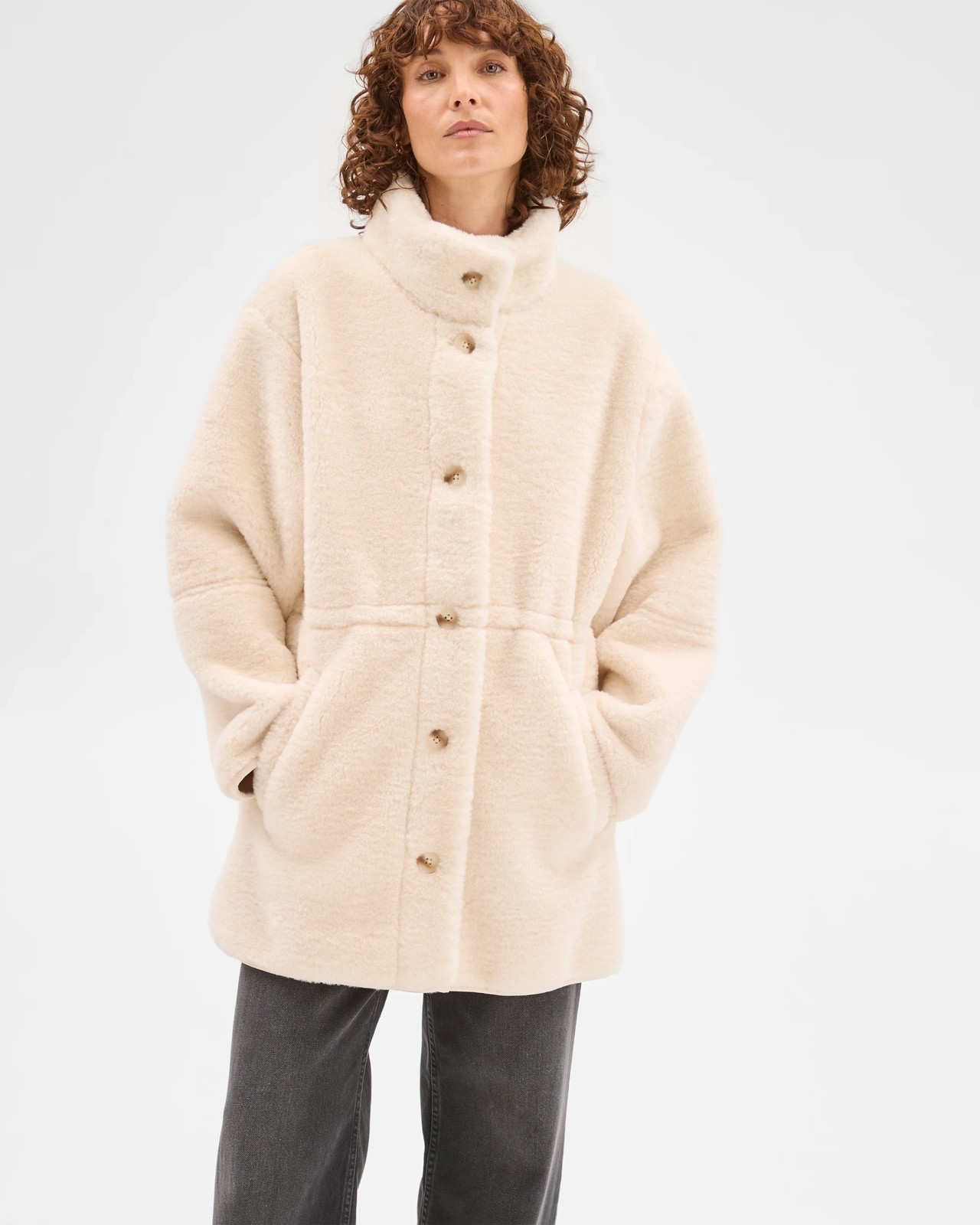 Long Sleeve Shearling Coat 3 of 6