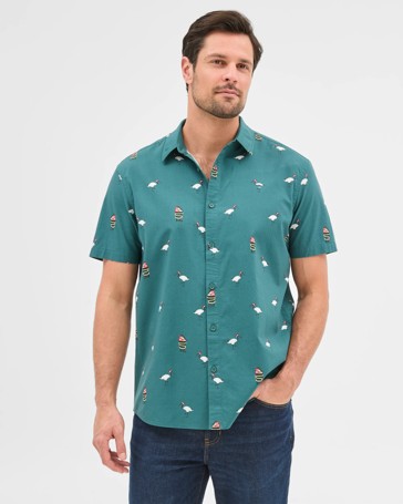 Christmas Bird Print Shirt