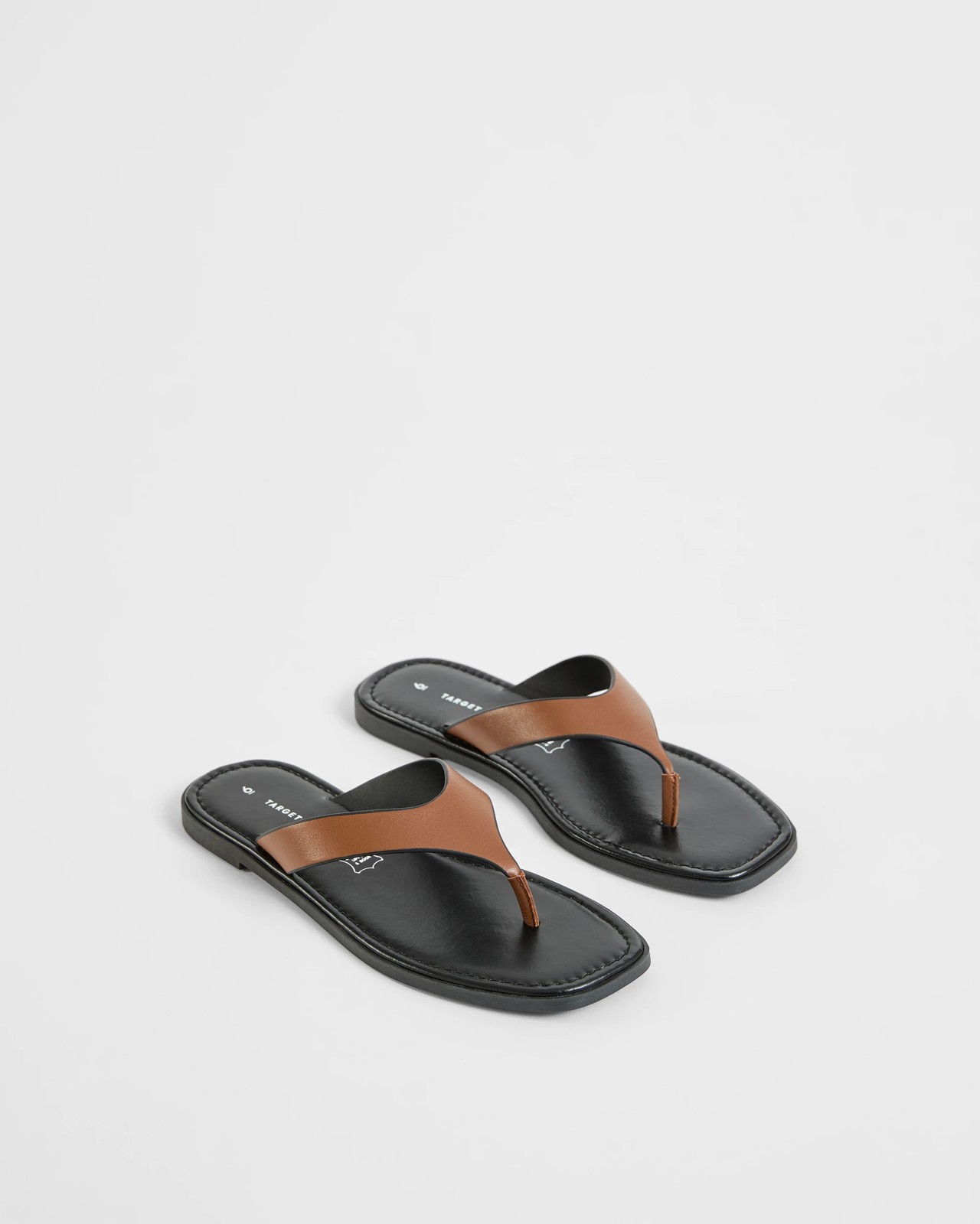 Genuine Leather Square Toe Thongs - Tan Leather 2 of 3
