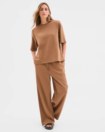 Australian Cotton Blend Wide Leg Interlock Pants
