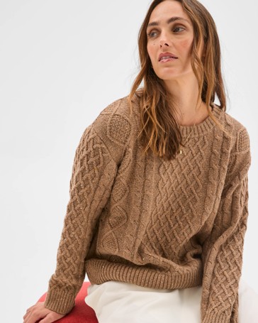 Australian Cotton Blend Cable Knit Sweater