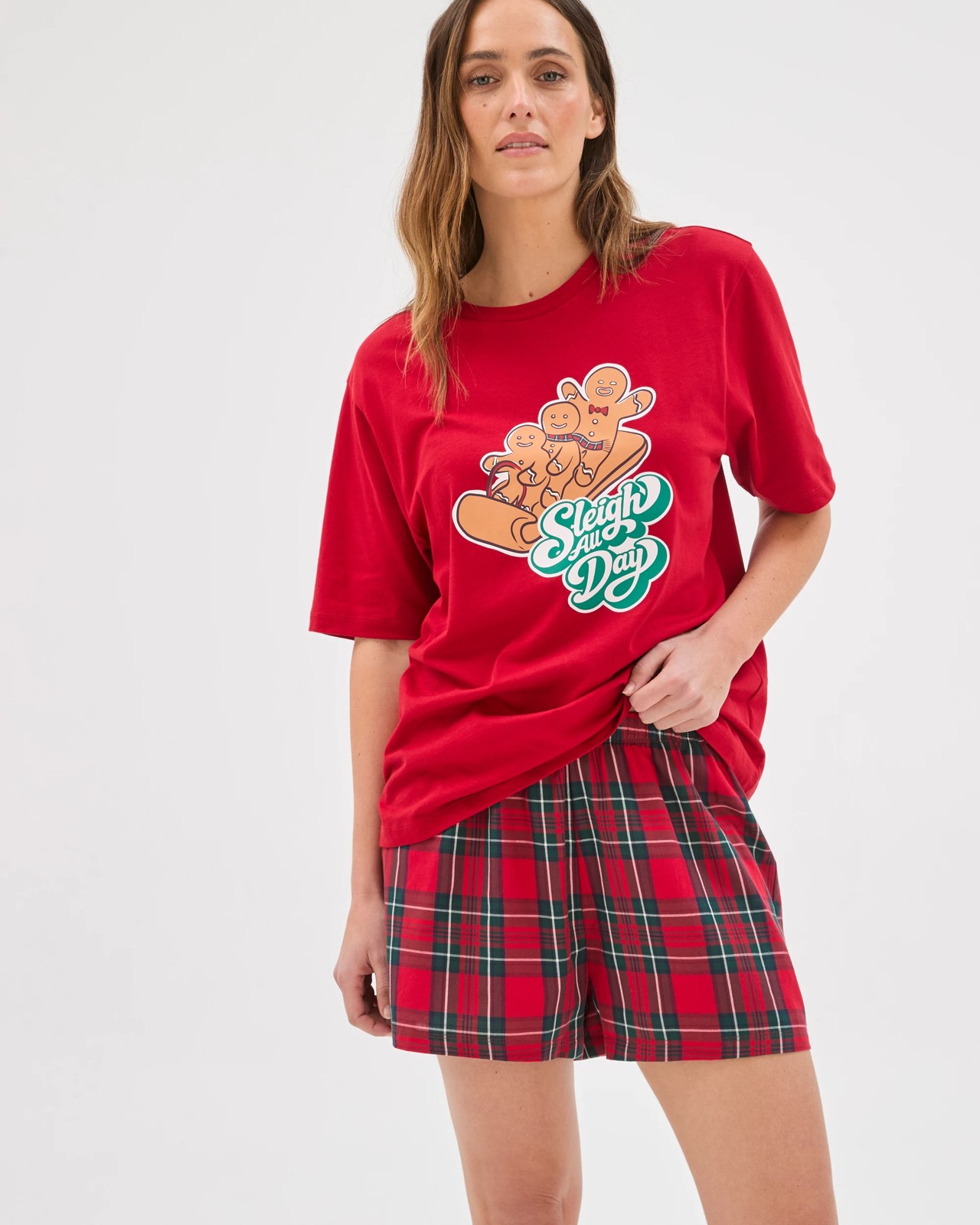 Family Matching Christmas Australian Cotton Womens Pyjama Set - Gingerbread Sleigh All Day 4 of 5