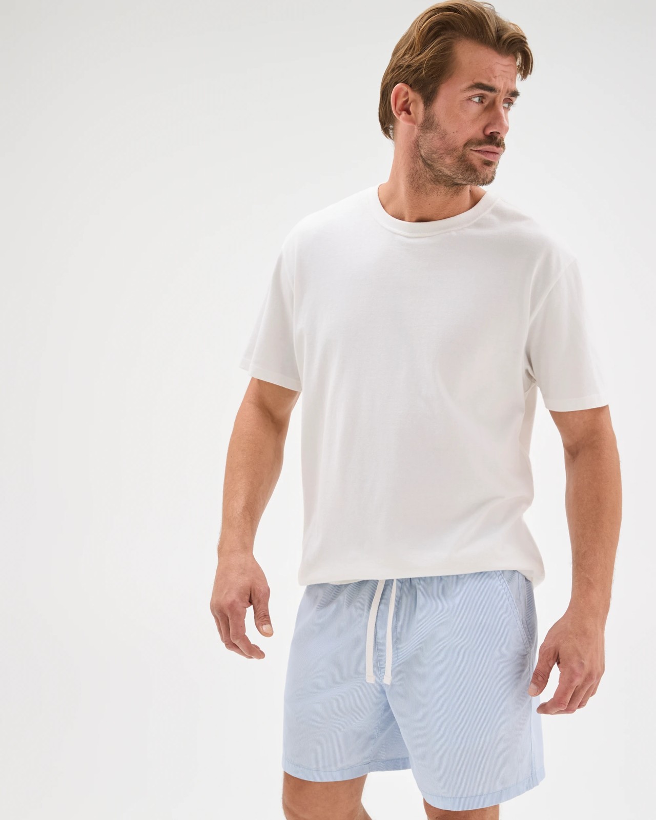 Australian Cotton Micro Stripe Shorts  - Blue 5 of 5