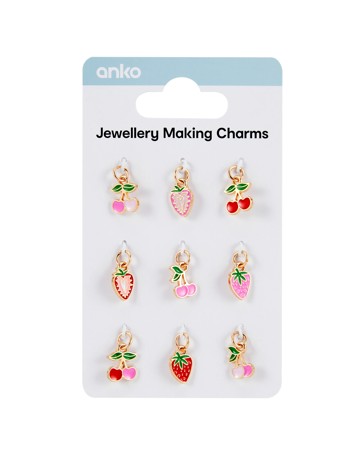 Anko 6 Pack Jewellery Making Charms - Cherry and Berry