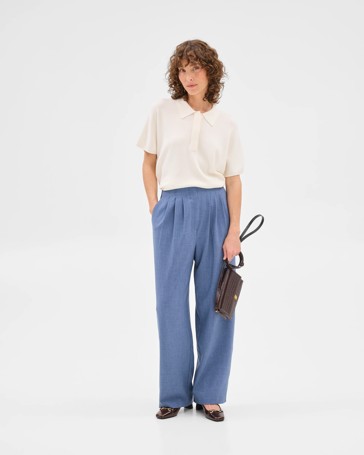Pleat Front Full Length Flare Leg Pants - Preview