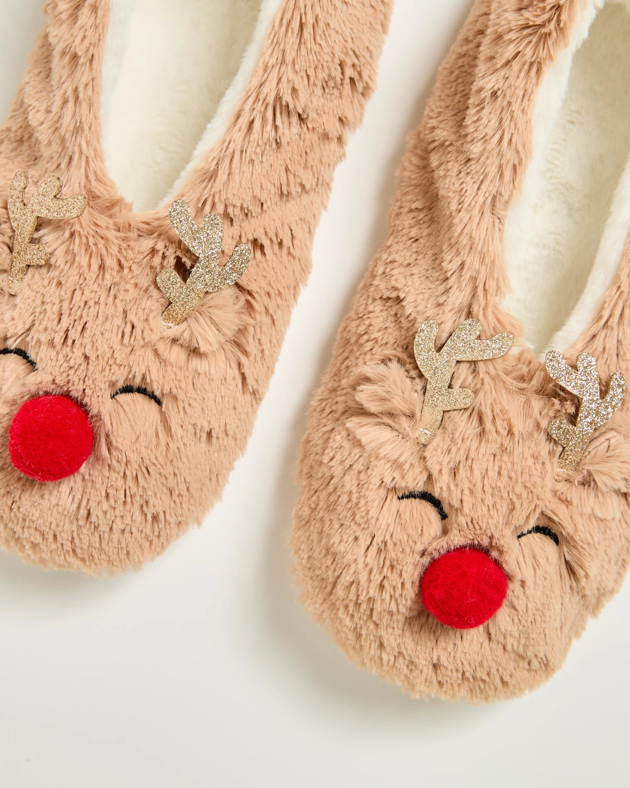 Christmas Bootie Socks - Reindeer Tan  2 of 4