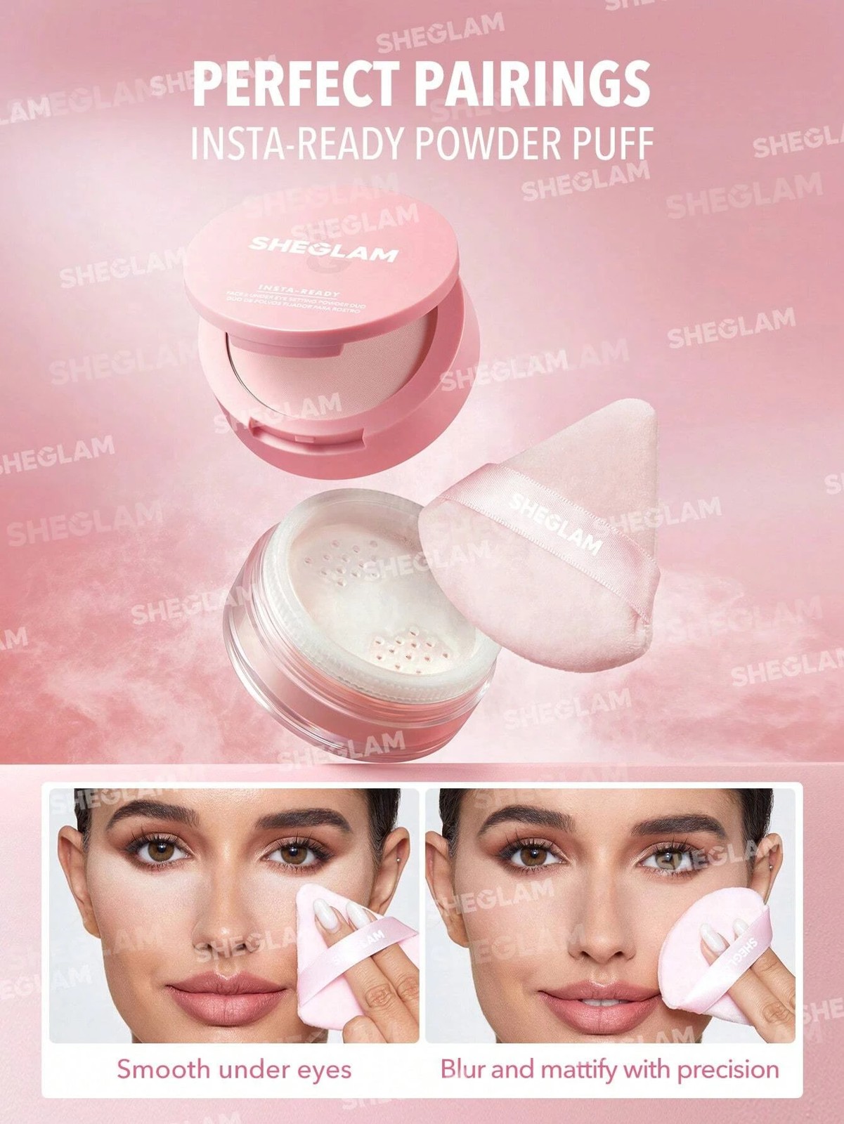 SHEGLAM Insta-Ready Face & Under Eye Setting Powder Duo - Bubblegum 3 of 6