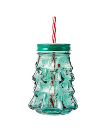 Anko 550ml Christmas Tree Drink Jar