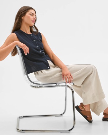 Petites Button Front Knit Vest