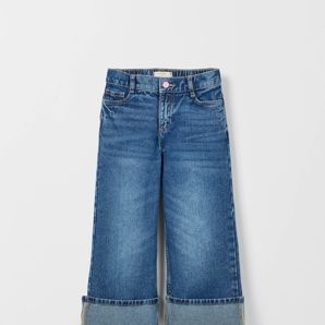 Denim Folded Up Hem Wide Leg Jeans product image