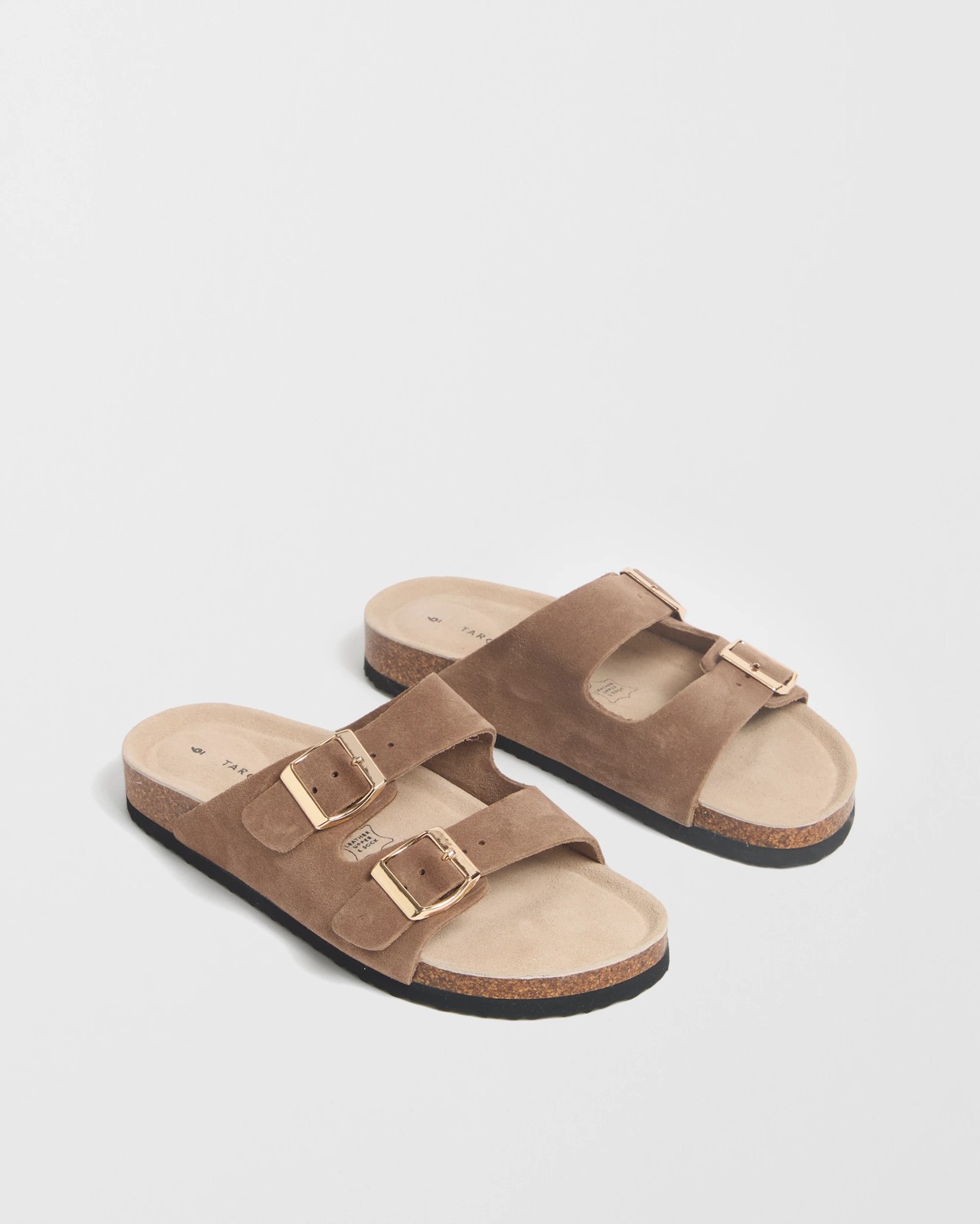 Genuine Leather Moulded Cork Sandals - Mocha Suede 2 of 3