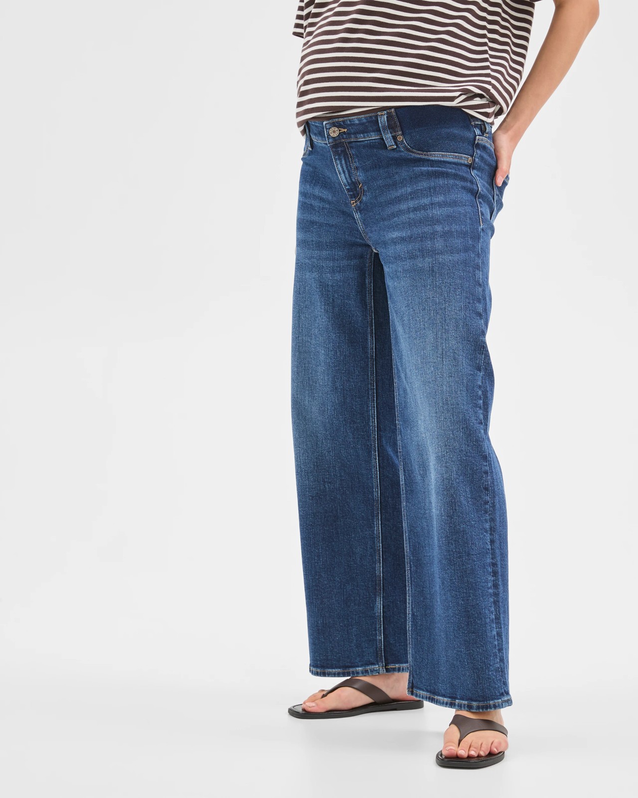 Maternity Under The Belly Denim Wide Leg Jeans 4 of 5