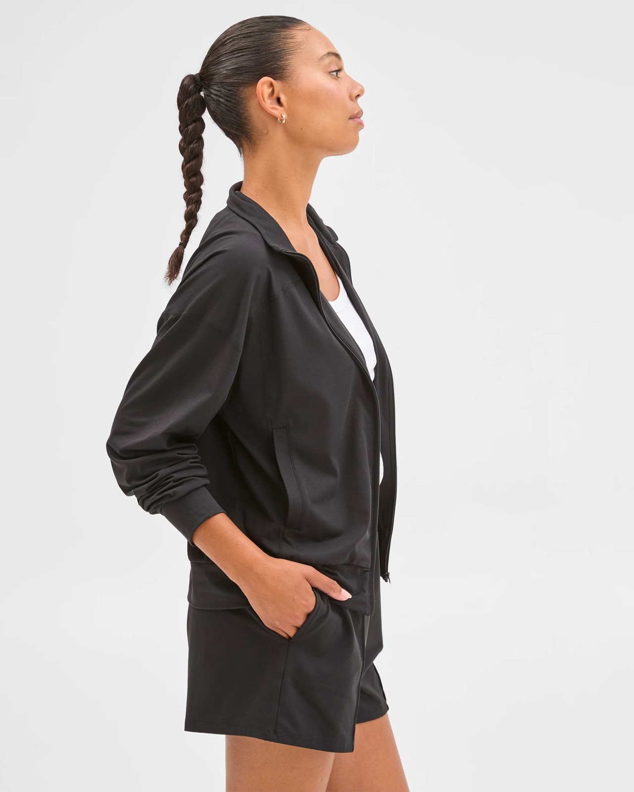 Active Studio Luxe Zip Through Jacket - Black 5 of 5