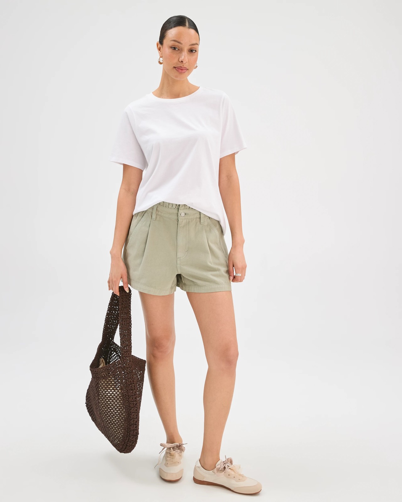 Gathered Waist Denim Shorts 4 of 5
