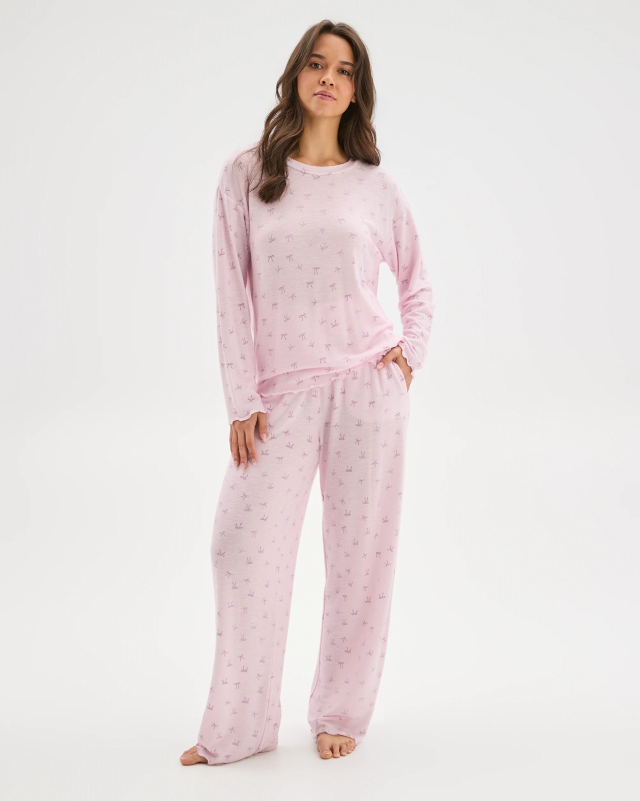 Cosy Slub Knit Sleep Top - Floral & Bow 2 of 5