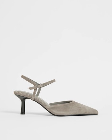 Genuine Suede Leather Point Toe Ankle Strap Heels