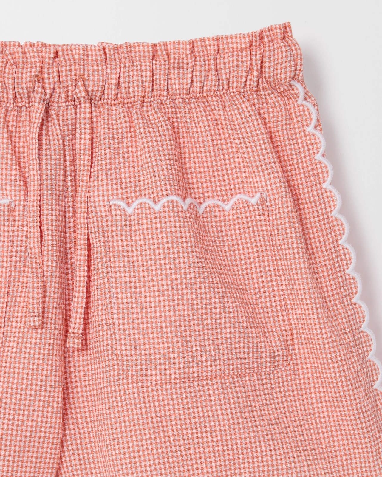 Cotton Blend Woven Shorts - Gingham Orange 2 of 2