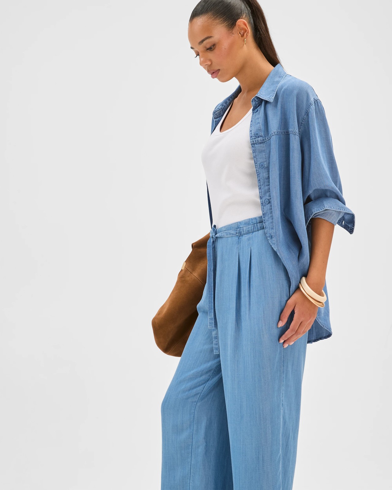 Straight Leg Tie Chambray Pants 5 of 6